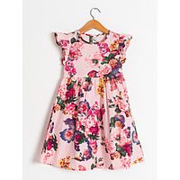 Kids Little Girls' Dress Floral Flower Loose Causal Print As Picture Midi Short Sleeve Regular Flower Basic Dresses Children's Day Fall Spring  Summer Loose 2-12 Years miniinthebox - thumbnail
