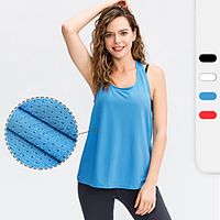 YUERLIAN Women's Sleeveless Running Tank Top Tee Tshirt Top Athletic Athleisure Summer Spandex Quick Dry Lightweight Breathable Fitness Gym Workout Running Jogging Training Sportswear Solid Colored Lightinthebox - thumbnail