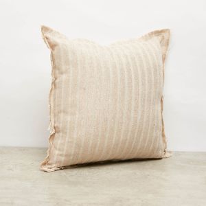 Gold Age Striped Square Cushion with Fringes - 45x45 cms