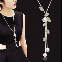Korean Version Of Autumn And Winter Crystal Sweater Chain Necklace Wholesale High-end Women's Long Chain Versatile Tassel Pearl Pendant With Accessories Lightinthebox - thumbnail