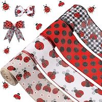 2.5 Inch x 5Yard Ladybugs Canvas Ribbons Lady Bug Wire Edged Wrapping Ribbon Red Polka Dot Wired Edge Ribbon Grosgrain Red Dot Craft Ribbon for Crafting Wrapping Party Decoration miniinthebox - thumbnail