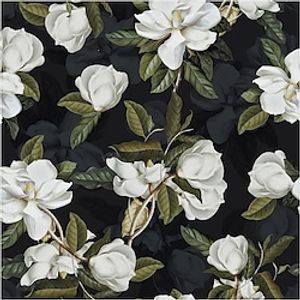 Floral Wallpaper Black/White/Green Peel and Stick Wallpaper Removable Pvc/Vinyl Self Adhesive 17.7''x118''in(45cmx300cm) miniinthebox