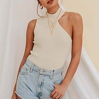 2021 european and american women's new amazon aliexpress knitted ins slim vest one-piece delivery t1221 miniinthebox - thumbnail