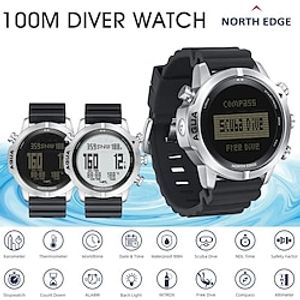 NORTH EDGE AQUA Digital Dive Watch Dive Computer Watch Scuba Diving Watches Men's Wrist Watches with Compass Altimeter Barometer miniinthebox