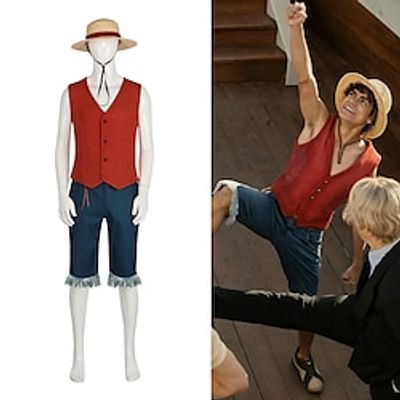 Inspired by One Piece Monkey D. Luffy Anime Cosplay Costumes Japanese Halloween Cosplay Suits Vest Pants Hat For Men's Women's miniinthebox