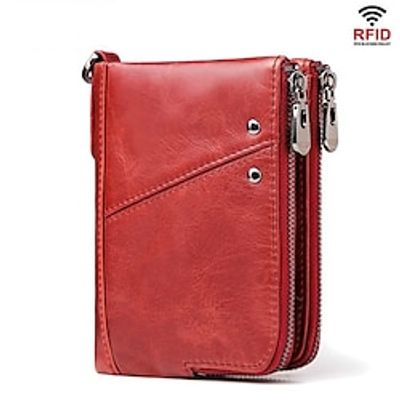 Anti-theft Brush RFID Leather Men's Wallet Multi-function Double zipper Vertical Wallet Top layer leather fashion casual change bag Lightinthebox