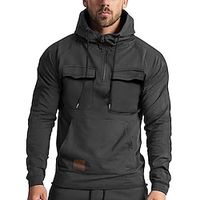 Men's Hoodie Quarter Zip Hoodie Tactical Black Pink Royal Blue Blue Brown Hooded Plain Pocket Sports  Outdoor Daily Holiday Streetwear Cool Casual Spring   Fall Clothing Apparel Hoodies Sweatshirts  miniinthebox - thumbnail