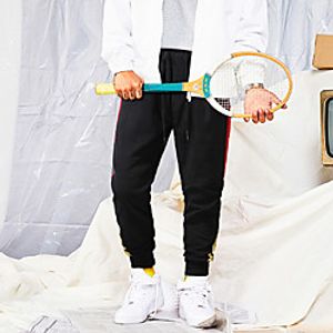 Men's Casual / Sporty Casual Pants Pants Color Block Full Length Black miniinthebox
