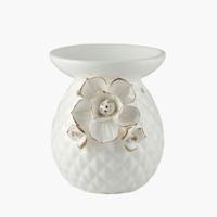 Textured Oil Burner with Flower Applique Detail - 10x9x10.5 cms