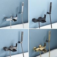 Waterfall Bathtub Gold White Black Faucet with Handheld Shower Wand, Wall Mount High Flow High Pressure Bath Shower Mixer Taps for Bathroom Hotel Farmhouse Camper, Ceramic Valve Insides Lightinthebox - thumbnail