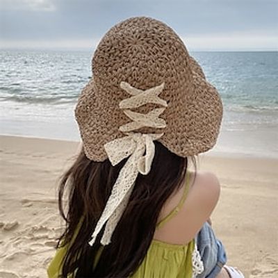 Fashion Handmade Straw Hat Women's Sun Shade Large Brim Spring Summer Travel Beach Vacation Versatile Outdoor Sun Hat Lightinthebox Fashion Handmade Straw Hat Women's Sun Shade Large Brim Spring Summer Travel Beach Vacation Versatile Outdoor Sun Hat Lightinthebox
