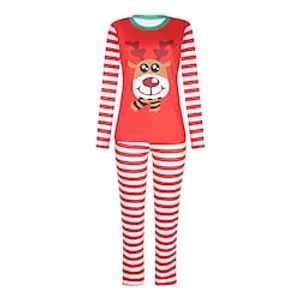 Women's ChristmasPjs Pajamas Sets 2 Pieces Elk Stripe Comfort Soft Home Crew Neck Long Sleeve T shirt Tee Pant Winter Fall Red Lightinthebox