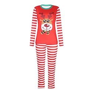 Women's ChristmasPjs Pajamas Sets 2 Pieces Elk Stripe Comfort Soft Home Crew Neck Long Sleeve T shirt Tee Pant Winter Fall Red Lightinthebox