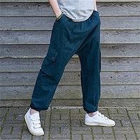 Men's Joggers Linen Pants Trousers Summer Pants Beach Pants Pocket Drawstring Elastic Waist Plain Comfort Breathable Daily Holiday Vacation Hawaiian Casual Dark Brown Navy Blue Lightinthebox