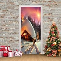 Christmas 3D Stickers Waterproof Door Stickers Xmas Door Mural Peel Self Adhesive Wallpaper PVC Sticker Removable Wall Decal for Home Office Decoration miniinthebox - thumbnail