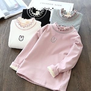 Toddler Girls' T shirt Solid Color School Long Sleeve Active 7-13 Years Winter Black Pink Gray  Fall Lightinthebox