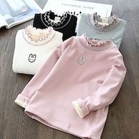 Toddler Girls' T shirt Solid Color School Long Sleeve Active 7-13 Years Winter Black Pink Gray  Fall Lightinthebox - thumbnail