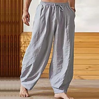 Men's Chinese Style Harlem Pants Breathable Soft Harem Pants Loose Casual Daily Pants Solid Color Full Length Elastic Waist / Drawstring / Elasticity miniinthebox Men's Chinese Style Harlem Pants Breathable Soft Harem Pants Loose Casual Daily Pants Solid Color Full Length Elastic Waist / Drawstring / Elasticity miniinthebox