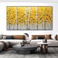 Handmade Oil Painting Canvas Wall Art Decoration 3D Palette Knife Maple Grove Abstract Landscape for Home Decor Rolled Frameless Unstretched Painting Lightinthebox