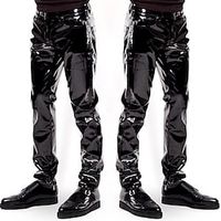 Men's Trousers Faux Leather Pants Casual Pants Pocket Straight Leg Plain Comfort Party Streetwear Clubwear Stylish Casual Black miniinthebox - thumbnail