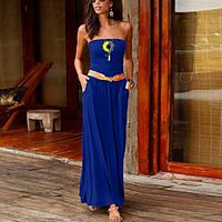 Women's Sheath Dress Maxi long Dress Purple Wine Army Green Dusty Rose Green Royal Blue Black Dark Gray Red Navy Blue Sleeveless Floral Summer Strapless Formal 2021 S M L XL XXL miniinthebox - thumbnail