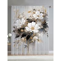 Flower Sheer Curtain Panels, Curtain Drapes For Living Room Bedroom, Farmhouse Curtain for Kitchen Balcony Door Window Treatments miniinthebox - thumbnail