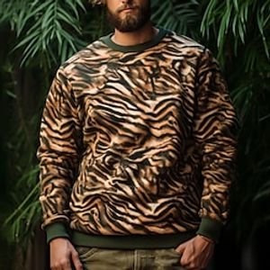 Graphic Leopard Men's Fashion 3D Print Golf Pullover Sweatshirt Holiday Vacation Going out Sweatshirts Red Blue Crew Neck Print Spring   Fall Designer Hoodie Sweatshirt Lightinthebox