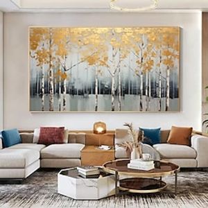 Handmade Oil Painting Canvas Wall Art Decor Original Autumn Forest Home Decor With Stretched FrameWithout Inner Frame Painting miniinthebox