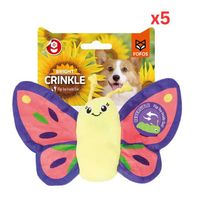 Fofos Butterfly Reversible Crinkle Dog Toy (Pack of 5)