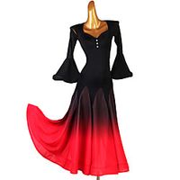 Ballroom Dance Dress Splicing Women's Performance Long Sleeve Spandex Lightinthebox - thumbnail