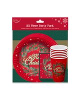 North Pole 25 Pieces Party Plates & Cups Set