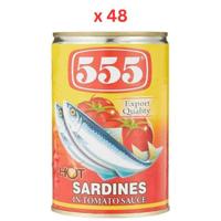 555 Hot Tomato Sauce With Chilli Sardines ,425 Gms Pack Of 48 (UAE Delivery Only)