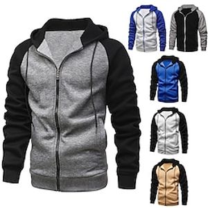 Men's Hoodie Jacket Hoodie Pocket Color Block Hoodie Plain Sport Athleisure Top Long Sleeve Warm Comfortable Camping  Hiking Casual Exercise  Fitness Workout Jogging Street Casual Athleisure Daily Lightinthebox