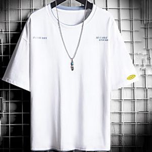Men's Unisex Tee T shirt Hot Stamping Graphic Prints Letter Plus Size Print Short Sleeve Casual Tops Cotton Basic Fashion Designer Big and Tall White Black miniinthebox