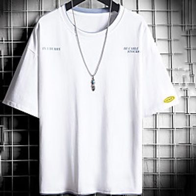 Men's Unisex Tee T shirt Hot Stamping Graphic Prints Letter Plus Size Print Short Sleeve Casual Tops Cotton Basic Fashion Designer Big and Tall White Black miniinthebox