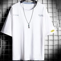 Men's Unisex Tee T shirt Hot Stamping Graphic Prints Letter Plus Size Print Short Sleeve Casual Tops Cotton Basic Fashion Designer Big and Tall White Black miniinthebox - thumbnail