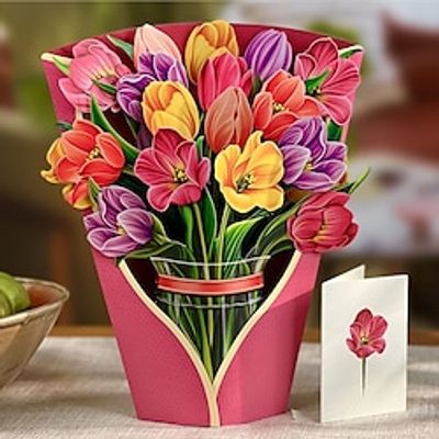 3D Pop Up Cards,Paper Flower Bouquet Card,Happy Birthday Card,Popup Greeting Cards with Note Card and Envelope,Anniversary Card,Greeting Card Gifts for Holiday miniinthebox