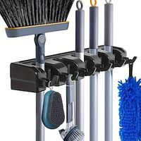 Broom Holder, Wall Mounted Garden Tool Organizer, Home Laundry Room, Kitchen, Closet, Shed, Garage Organization And Storage Utility Rack, 5 Slots  6 Hooks, Rake, Shovel, Mop Hanger Lightinthebox - thumbnail