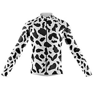 21Grams Men's Long Sleeve Cycling Jersey Spandex White Cow Bike Top Mountain Bike MTB Road Bike Cycling Quick Dry Moisture Wicking Sports Clothing Apparel  Athleisure Lightinthebox