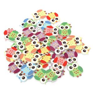 50Pcs Multicolor Owl Animal Wooden Buttons 2 Holes Sewing Scrapbooking Material