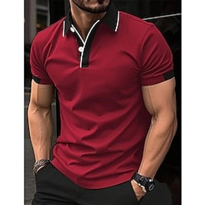 Men's Polo Shirt Button Up Polos Casual Sports Lapel Short Sleeve Fashion Basic Color Block Patchwork Summer Regular Fit Black Red Sky Blue Brown Polo Shirt Lightinthebox Men's Polo Shirt Button Up Polos Casual Sports Lapel Short Sleeve Fashion Basic Color Block Patchwork Summer Regular Fit Black Red Sky Blue Brown Polo Shirt Lightinthebox