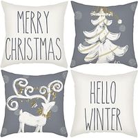 White Christmas Deer Double Side Pillow Cover 1PC Xmas Soft Decorative Square Cushion Case Pillowcase for BedroomLivingroom Sofa Couch Chair Lightinthebox - thumbnail
