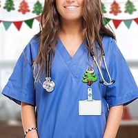 1pc Christmas Tree Santa Claus Christmas Fun Shaker Badge Reel, Goth Emo Retractable Name Card Badge Holder Reel with Alligator Clip Lightinthebox - thumbnail