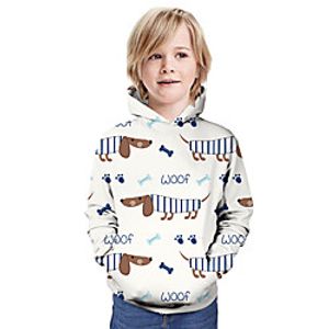 Kids Boys' Hoodie  Sweatshirt Long Sleeve Dog 3D Print Cartoon Animal Print Beige Children Tops Summer Active Daily Wear Regular Fit 3-13 Years Lightinthebox
