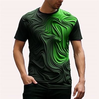 Graphic Optical Illusion Abstract Daily Designer Retro Vintage Men's 3D Print T shirt Tee Sports Outdoor Holiday Going out T shirt Blue Green Rose Red Short Sleeve Crew Neck Shirt Spring  Summer Lightinthebox