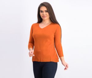 Womens Petite V-Neck Sweater  Red Ochre