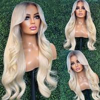 Unprocessed Virgin Hair 13x4 Lace Front Wig Middle Part Brazilian Hair Wavy Multi-color Wig 130% 150% Density Ombre Hair 100% Virgin Glueless Pre-Plucked For Women Long Human Hair Lace Wig Lightinthebox