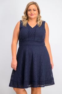 Womens Plus Size Lace Fit & Flare Dress  Intrepid Blue
