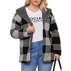Women's Plus Size Jacket Regular Shirt Collar Sports Going out Fall  Winter Black Big Size XL XXL 3XL Lightinthebox