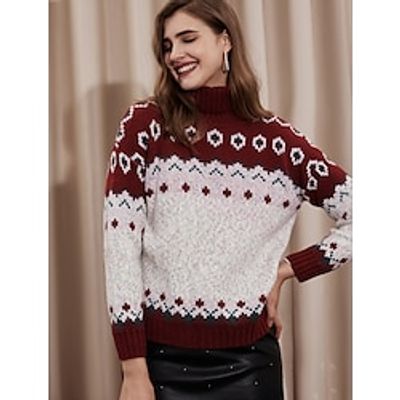 Christmas Sweaters Turtleneck Ribbed Knit Lightinthebox